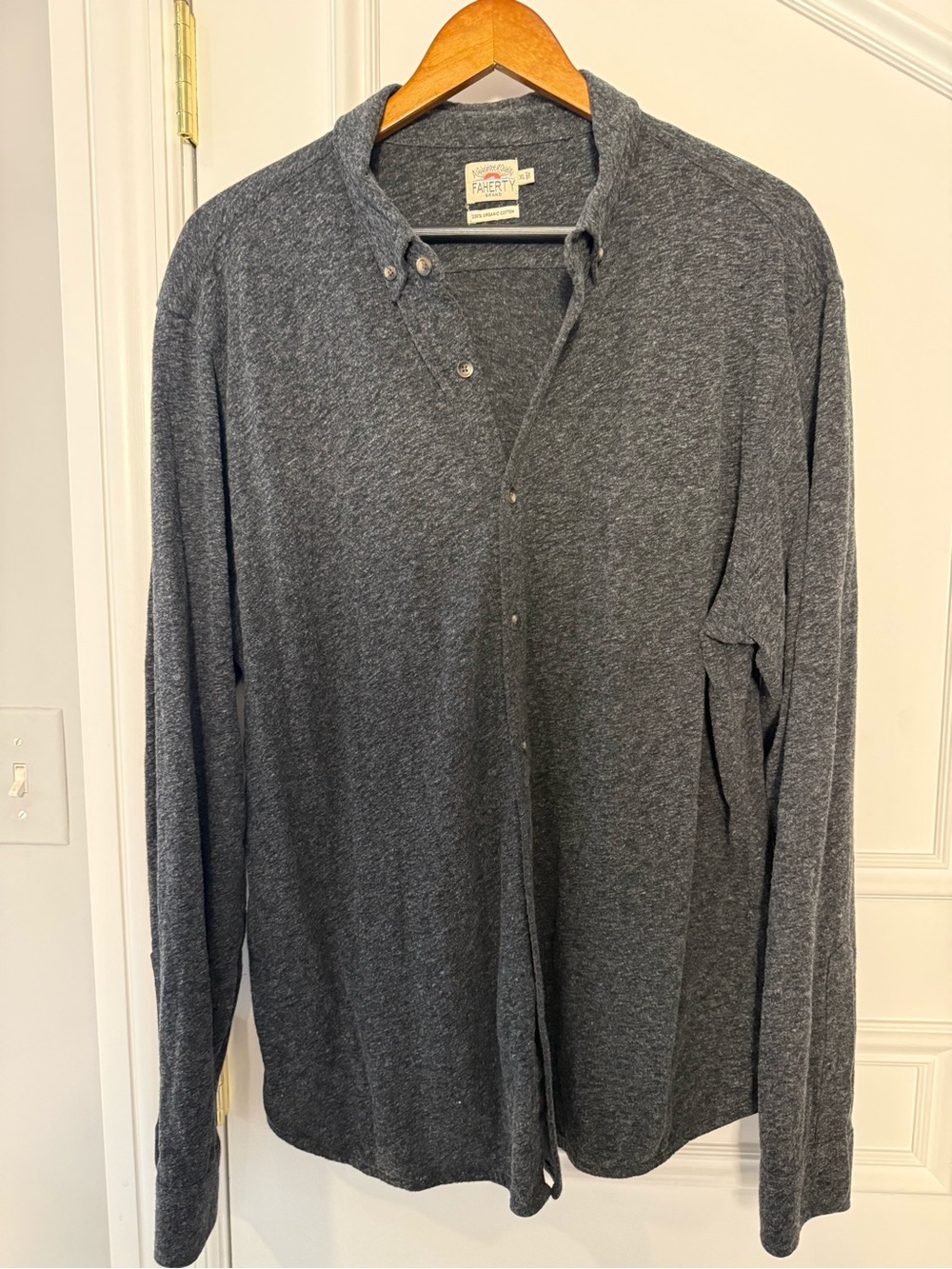 Faherty Gray 100% Organic Cotton Button Down Shirt XL